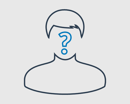 Identify line Icon. Man with Question mark on his mouth.のイラスト素材
