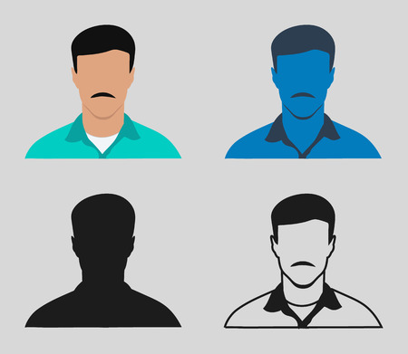 Male Avatar Icon with beard on his mouth.のイラスト素材