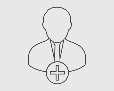Increase or Add users line Icon on gray backgroundのイラスト素材