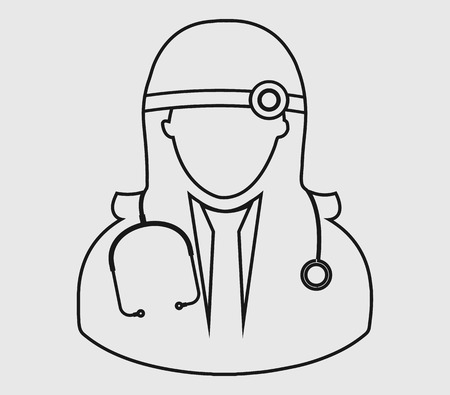 Female Otorhinolaryngologist medical line icon.のイラスト素材