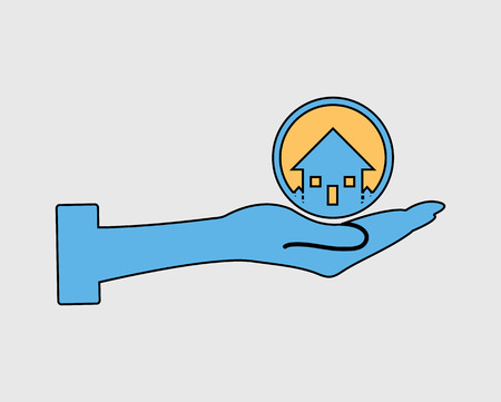 Colorful Real estate icon. House symbol on hand sign.のイラスト素材