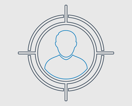 Target audience line icon on gray background.のイラスト素材