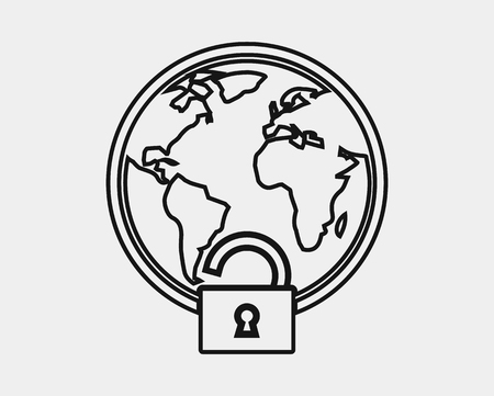 Insecure internet connection line Icon on gray background.のイラスト素材