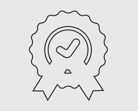 Badge line Icon on gray Background.のイラスト素材