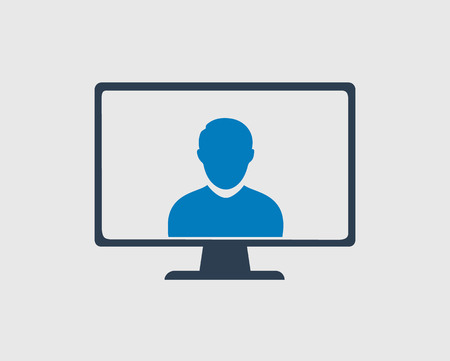 Online Business help Icon on computer screenのイラスト素材