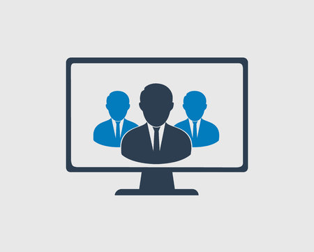 Online Business help Icon on computer screenのイラスト素材