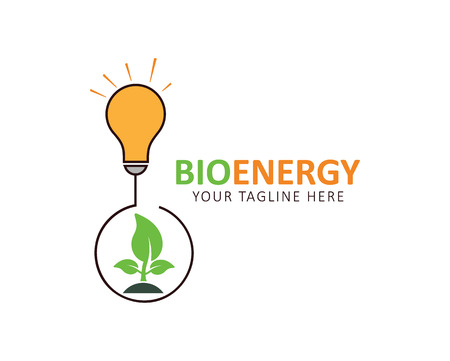 Bioenergy, Light bulb with plant icon.のイラスト素材