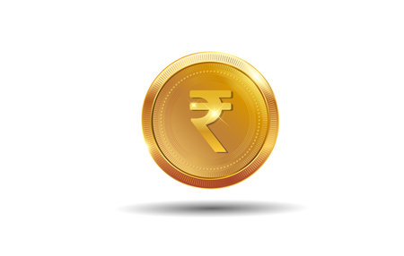 Indian money rupee coin currency wealth on isolated white background. vector illustrationのイラスト素材