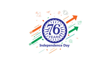 Independence day of India. 76 years of Indian freedom celebration concept with tricolor flag and...