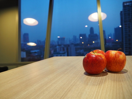 Red Apples on the tableの写真素材