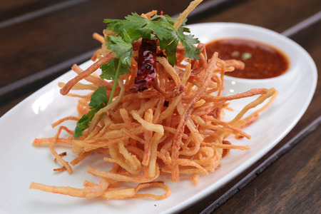 Fried Crab Sticks with Sweet Chili Sauceの写真素材