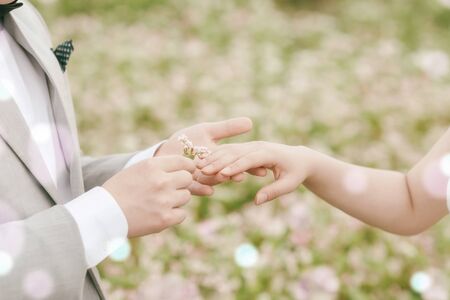 A loving couple holding handsの写真素材