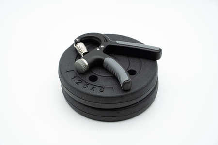 Concept image for healthy home training with grip and dumbbellsの写真素材