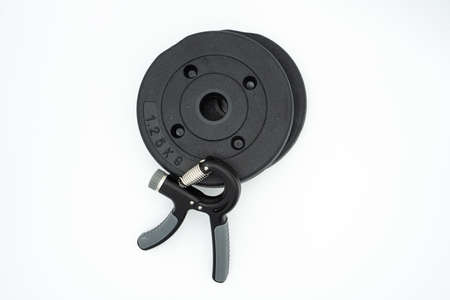 Concept image for healthy home training with grip and dumbbellsの写真素材