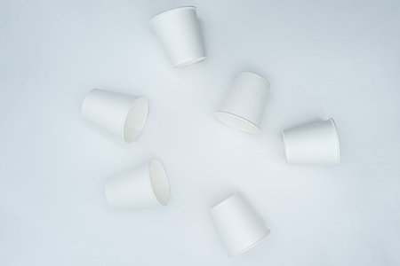 Pile of disposable paper cupsの写真素材