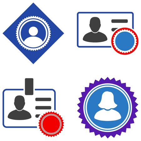 User Seal Stamp flat vector icon set. An isolated icons on a white background.のイラスト素材