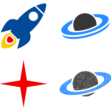 Space Rocket flat vector illustration collection. An isolated icons on a white background.のイラスト素材