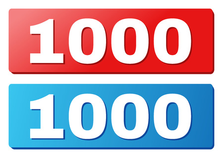 1000 text on rounded rectangle buttons. Designed with white title with shadow and blue and red button colors.のイラスト素材