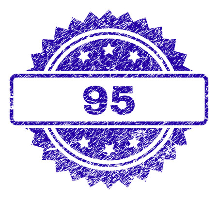 95 stamp imprint with scratched style. Blue vector rubber seal print of 95 tag with scratched texture.のイラスト素材