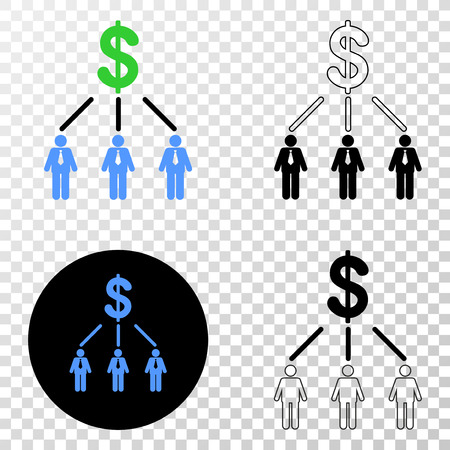 Dollar managers links vector pictogram with contour, black and colored versions. Illustration style is flat iconic symbol on chess transparent background.のイラスト素材