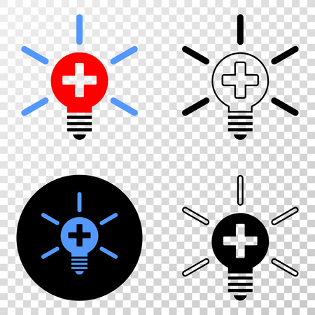 Medical lamp light EPS vector pictograph with contour, black and colored versions. Illustration style is flat iconic symbol on chess transparent background.のイラスト素材