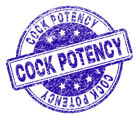 COCK POTENCY stamp seal imprint with grunge texture. Designed with rounded rectangles and circles. Blue vector rubber print of COCK POTENCY text with grunge texture.のイラスト素材