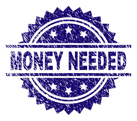 MONEY NEEDED stamp seal watermark with distress style. Blue vector rubber print of MONEY NEEDED caption with dust texture.のイラスト素材