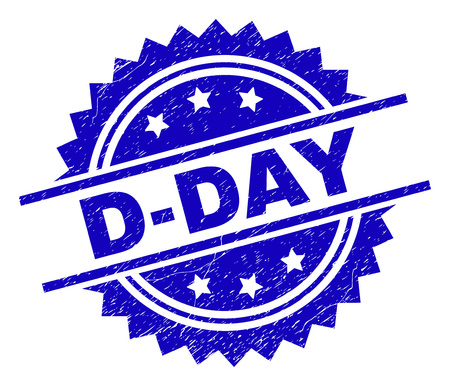 D-DAY stamp seal watermark with distress style. Blue vector rubber print of D-DAY caption with corroded texture.のイラスト素材