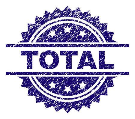 TOTAL stamp seal watermark with distress style. Blue vector rubber print of TOTAL label with grunge texture.のイラスト素材
