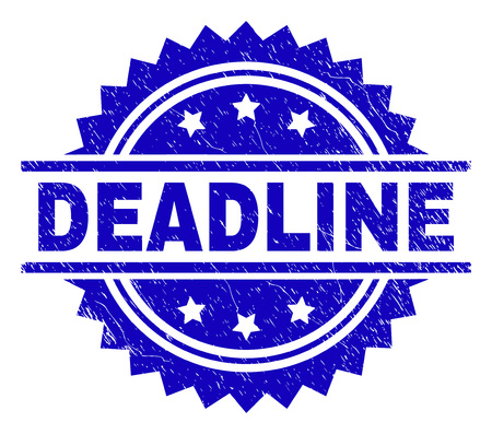 DEADLINE stamp seal watermark with distress style. Blue vector rubber print of DEADLINE caption with unclean texture.のイラスト素材