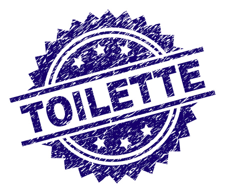 TOILETTE stamp seal watermark with distress style. Blue vector rubber print of TOILETTE title with dirty texture.のイラスト素材