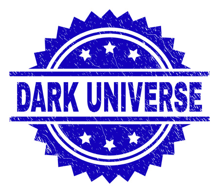 DARK UNIVERSE stamp seal watermark with distress style. Blue vector rubber print of DARK UNIVERSE title with corroded texture.のイラスト素材