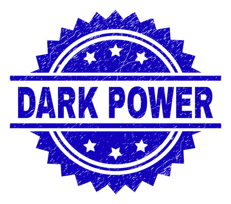 DARK POWER stamp seal watermark with distress style. Blue vector rubber print of DARK POWER label with grunge texture.のイラスト素材
