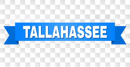 TALLAHASSEE text on a ribbon. Designed with white title and blue tape. Vector banner with TALLAHASSEE tag on a transparent background.のイラスト素材
