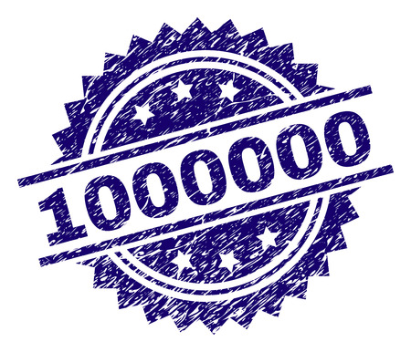 1000000 stamp seal watermark with distress style. Blue vector rubber print of 1000000 label with scratched texture.のイラスト素材