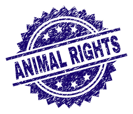 ANIMAL RIGHTS stamp seal watermark with distress style. Blue vector rubber print of ANIMAL RIGHTS tag with corroded texture.のイラスト素材