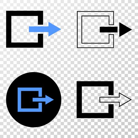 Geographic combination of dotted log out and grunge seal. Mosaic vector log out formed with square dots and gradient from blue to red color. Flat design for political posters.のイラスト素材
