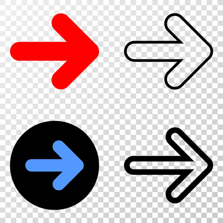 Geographic combination of dotted right direction arrow and grunge seal. Mosaic vector right direction arrow created with square dots and gradient from blue to red color.のイラスト素材