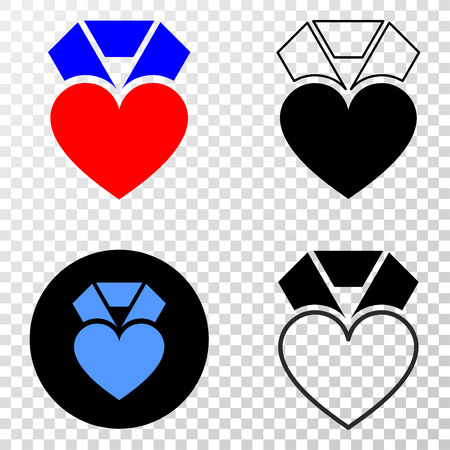 Geographic collage of dotted heart award and grunge stamp. Mosaic vector heart award composed with square dots and gradient from blue to red color. Flat design for political illustrations.のイラスト素材