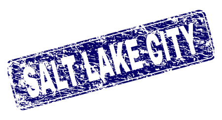 SALT LAKE CITY stamp seal print with grunge style. Seal shape is a rounded rectangle with frame. Blue vector rubber print of SALT LAKE CITY tag with dirty style.のイラスト素材
