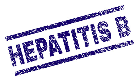 HEPATITIS B seal imprint with distress style. Blue vector rubber print of HEPATITIS B tag with dirty texture. Text tag is placed between parallel lines.のイラスト素材