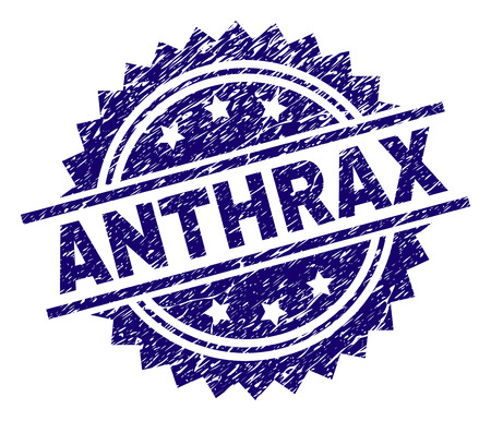 ANTHRAX stamp seal watermark with distress style. Blue vector rubber print of ANTHRAX label with unclean texture.のイラスト素材