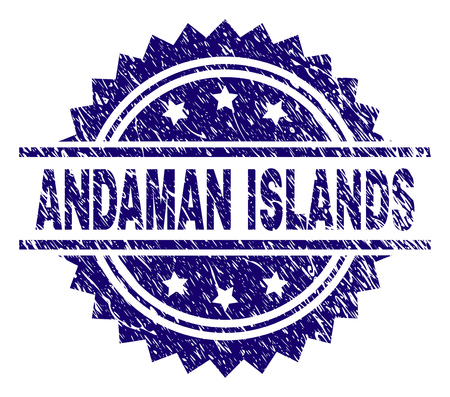 ANDAMAN ISLANDS stamp seal watermark with distress style. Blue vector rubber print of ANDAMAN ISLANDS label with retro texture.のイラスト素材