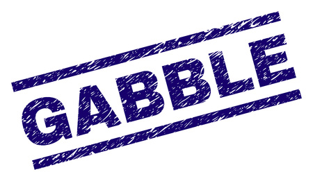 GABBLE seal print with distress style. Blue vector rubber print of GABBLE caption with dirty texture. Text label is placed between parallel lines.のイラスト素材