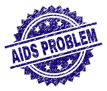 AIDS PROBLEM stamp seal watermark with distress style. Blue vector rubber print of AIDS PROBLEM label with dirty texture.のイラスト素材