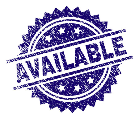 AVAILABLE stamp seal watermark with distress style. Blue vector rubber print of AVAILABLE text with dirty texture.のイラスト素材