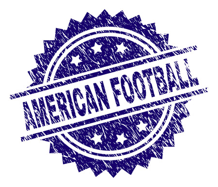 AMERICAN FOOTBALL stamp seal watermark with distress style. Blue vector rubber print of AMERICAN FOOTBALL tag with dirty texture.のイラスト素材