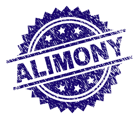 ALIMONY stamp seal watermark with distress style. Blue vector rubber print of ALIMONY text with grunge texture.のイラスト素材