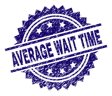 AVERAGE WAIT TIME stamp seal watermark with distress style. Blue vector rubber print of AVERAGE WAIT TIME text with scratched texture.のイラスト素材
