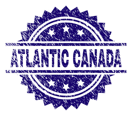 ATLANTIC CANADA stamp seal watermark with distress style. Blue vector rubber print of ATLANTIC CANADA caption with dirty texture.のイラスト素材